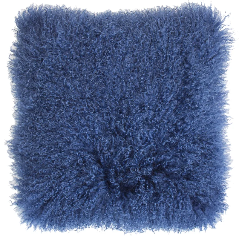 YEAR-End Clearance Tibetan Lambswool & Suede Cushion | Mongolian Navy | 40x40cm