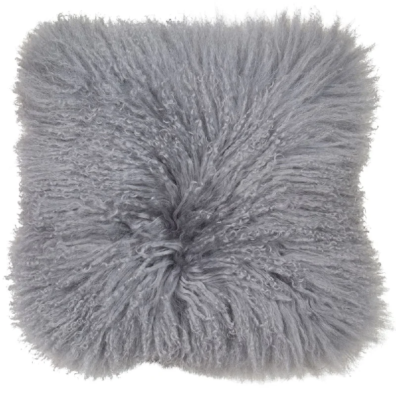 Major Savings Tibetan Lambswool & Suede Cushion | Mongolian Grey | 40x40cm