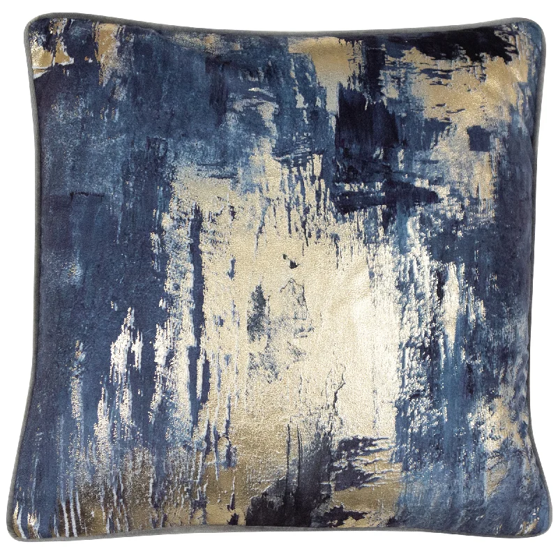 YEAR-End Sale Idyllic Denim Cushion | Blue with Gold Foil | 45x45cm
