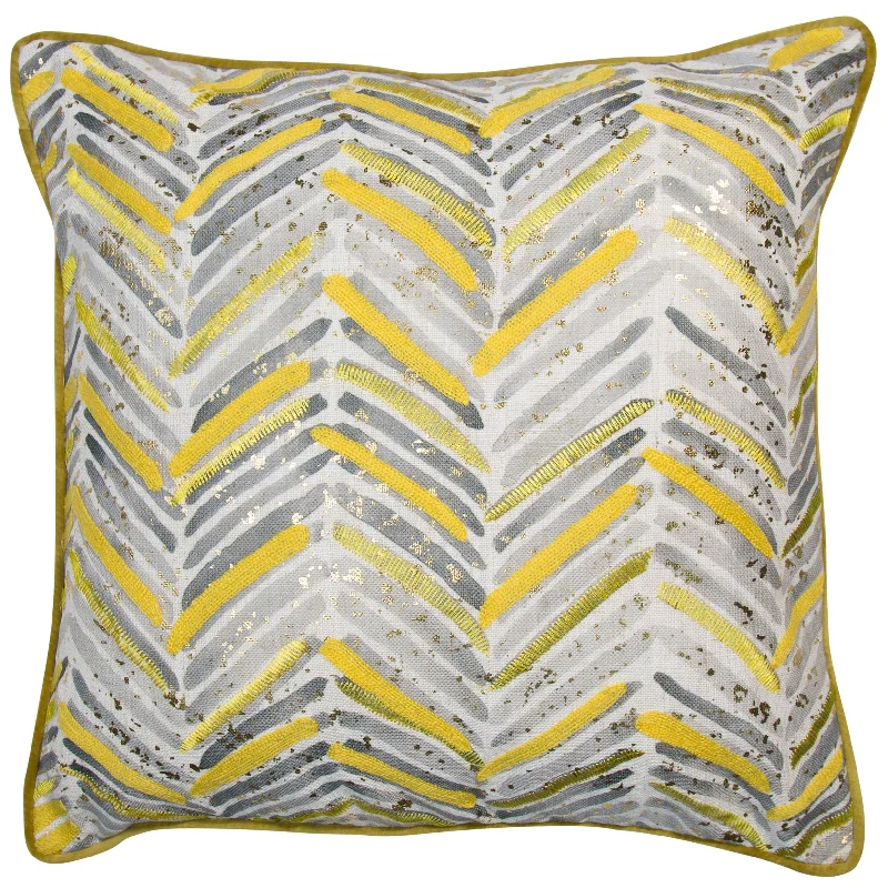 Best Deals Chevron Embroidered Verdi Cushion | Mustard | 45x45cm