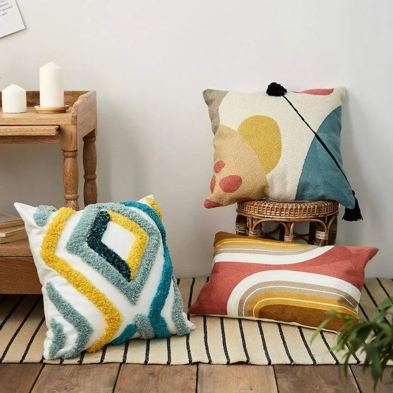 Act Now Colorful Tufted Pillow Covers