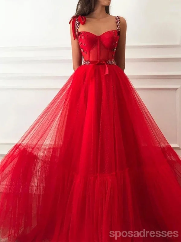 New Deals Simple Red A-line Straps Cheap Long Prom Dresses Online,Dance Dresses,12791