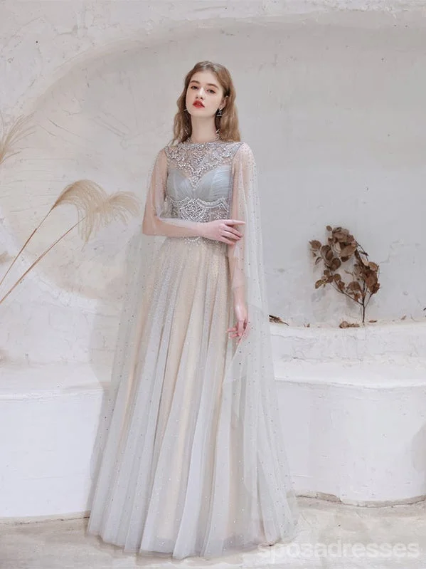 Can't Miss See Through A-line V-neck Long Prom Dresses Online, Evening Party Dresses,12759