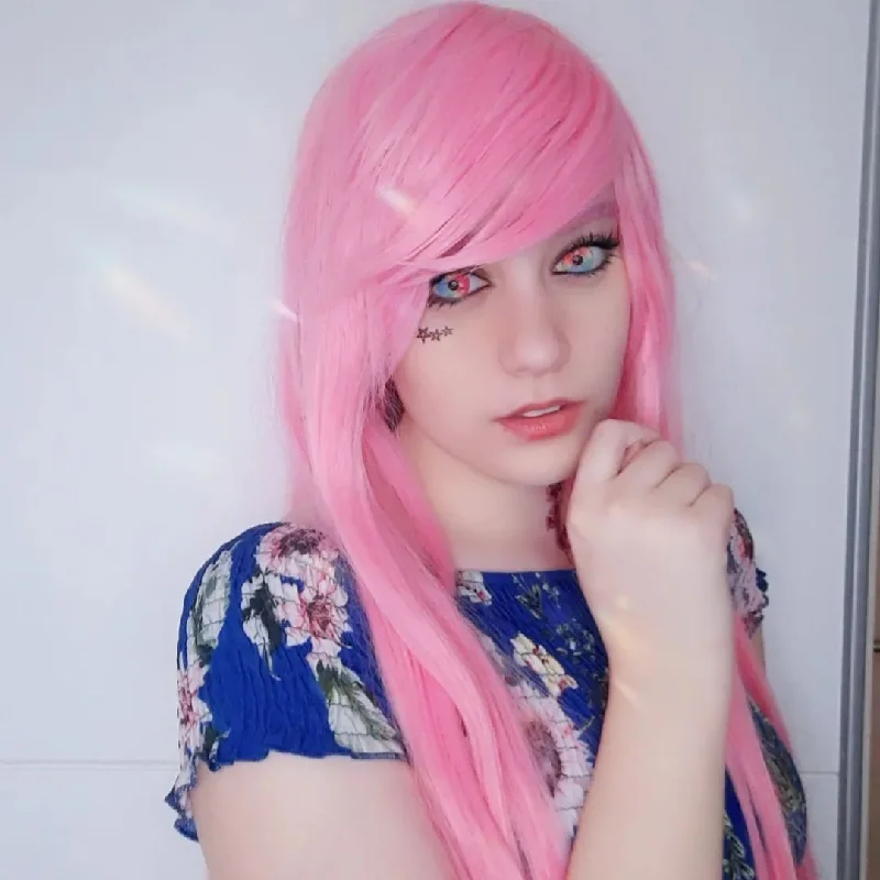 Special Price Review for Lolita pink long straight wig yv42088