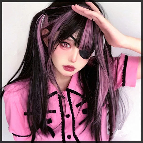 Deep Discounts lolita black highlight pink wig yv31032