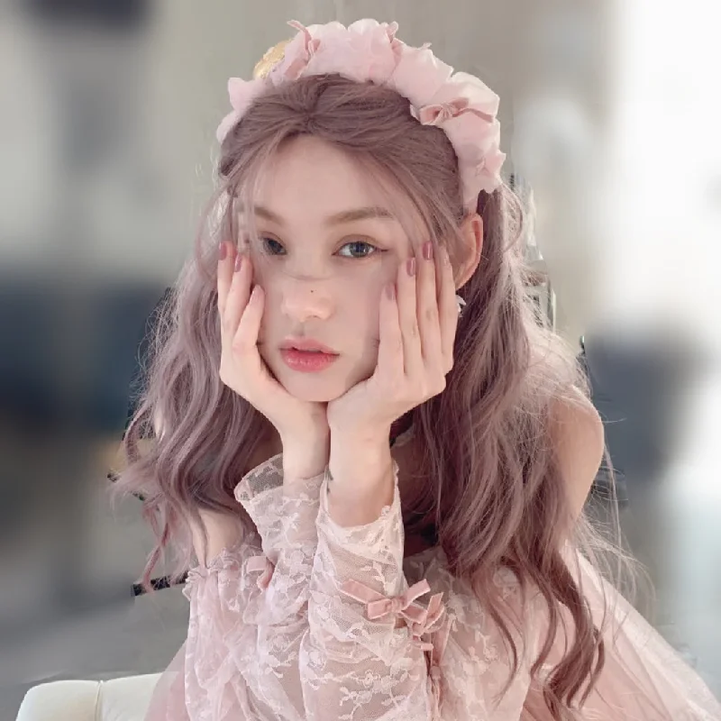 Don't Wait Lolita pink long curly wig yv30900