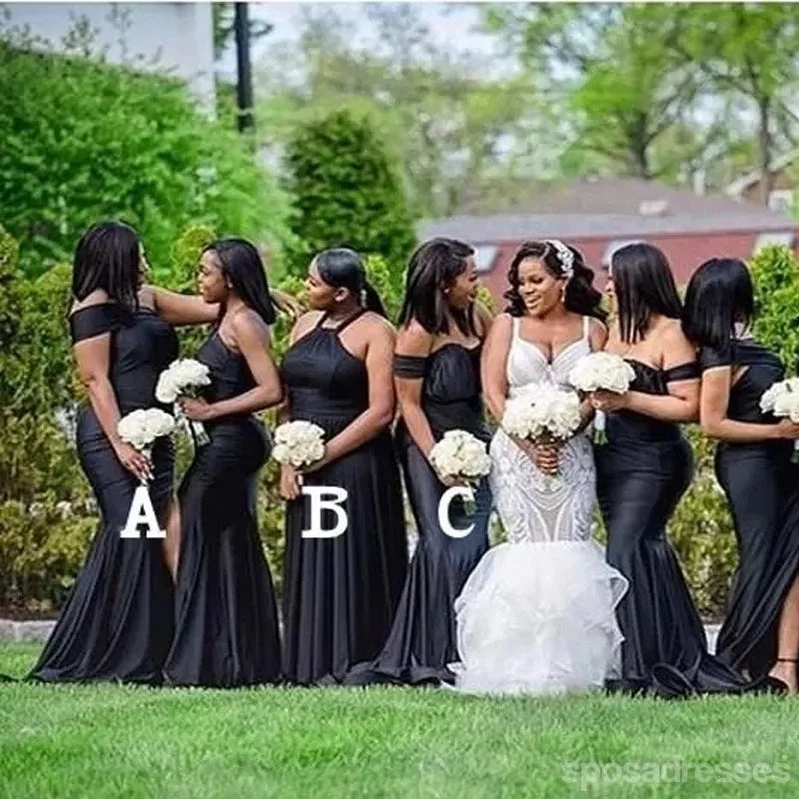 Get It Before It’s Gone Mismatched Mermaid Black Cheap Long Bridesmaid Dresses Online,WG1205
