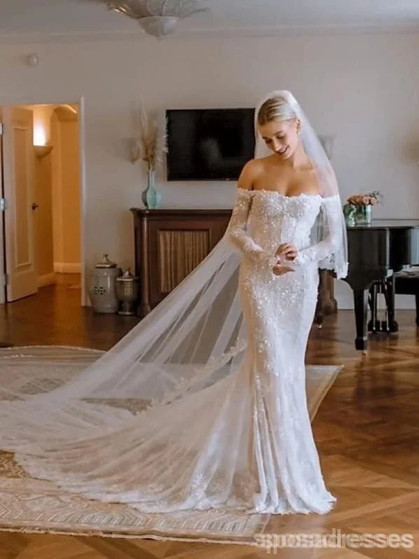 Price Reduction Off Shoulder Long Sleeves Mermaid Sweetheart Lace Wedding Dresses,WD738-Custom Made For Tiffany, Add Veil Price Reduction Off Shoulder Long Sleeves Mermaid Sweetheart Lace Wedding Dresses,WD738-Custom Made For Tiffany, Add Veil