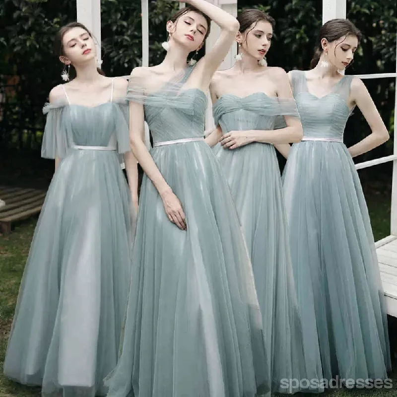 Limited Quantity Mismatched Green A-line Cheap Long Bridesmaid Dresses Online,WG1266