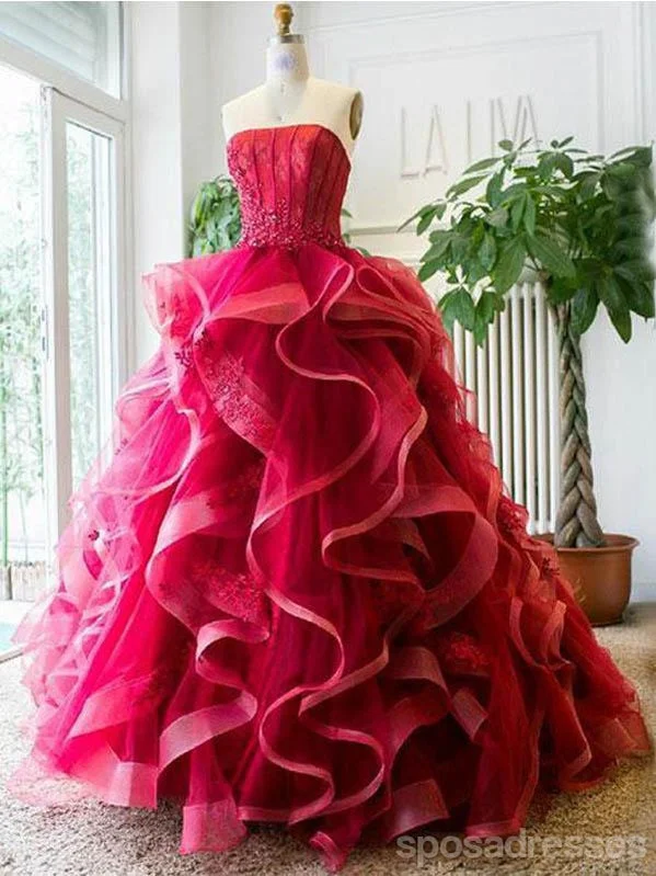 Super Sale Red A-line Sleeveless Sweetheart Long Prom Dresses Online,12672