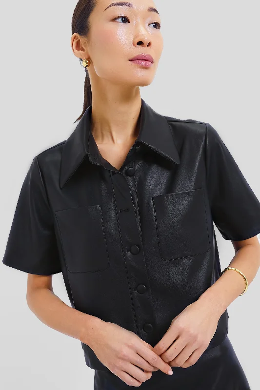 Fantastic Offers Black Leather Audrina Top