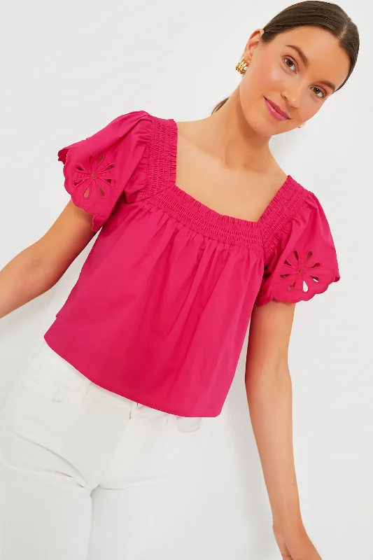 Exclusive Deal Eyelet Square Neck Azalea Blouse