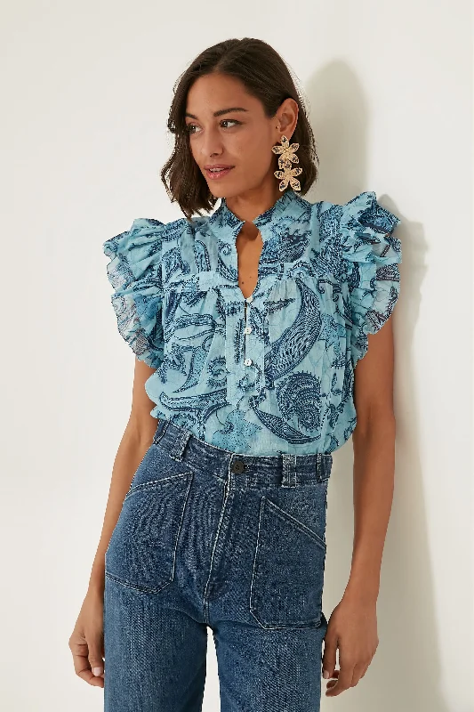 Can't Be Beat Sasha Blue Print Sara Top