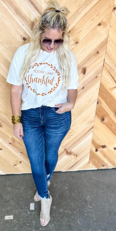 Clearance Event Today I am ThankFul T-shirt- Cream - Final Sale
