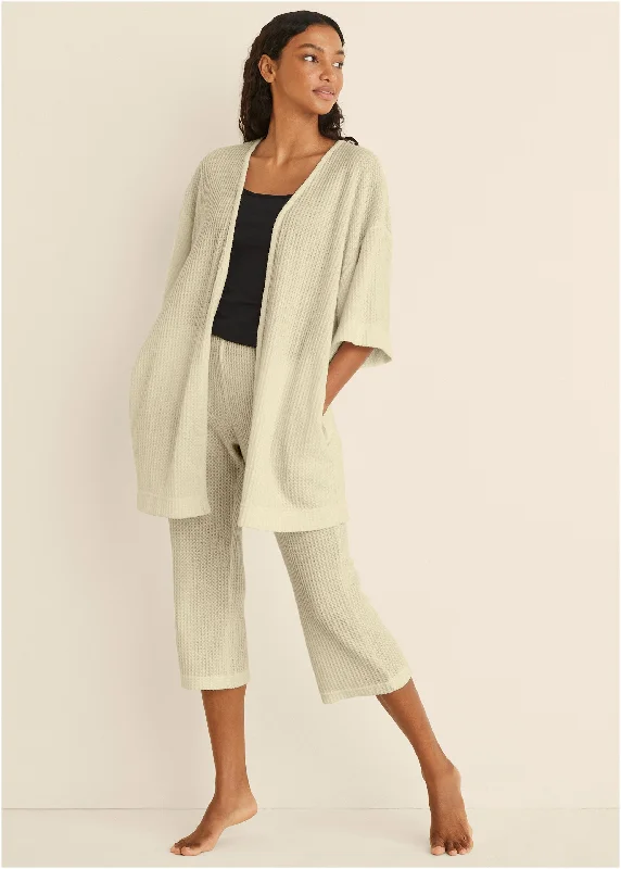 Price Break Cozy Waffle Knit Kimono - Oatmeal