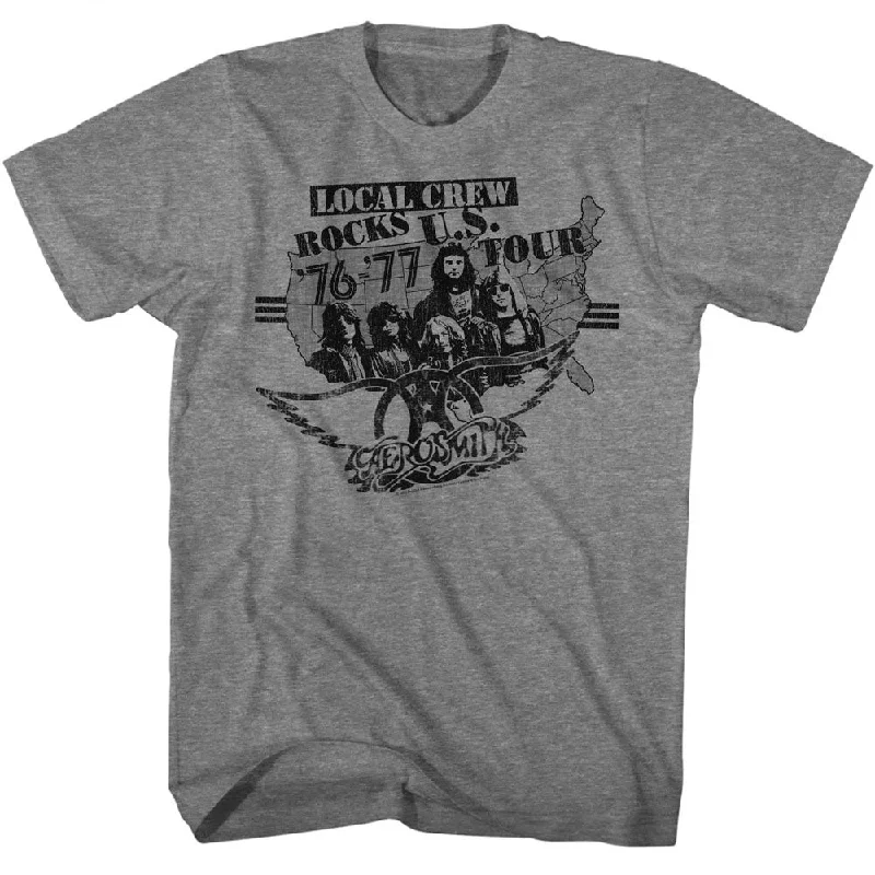 Price Reduction Aerosmith Local Crew Rocks Tour Grey Heather T-shirt