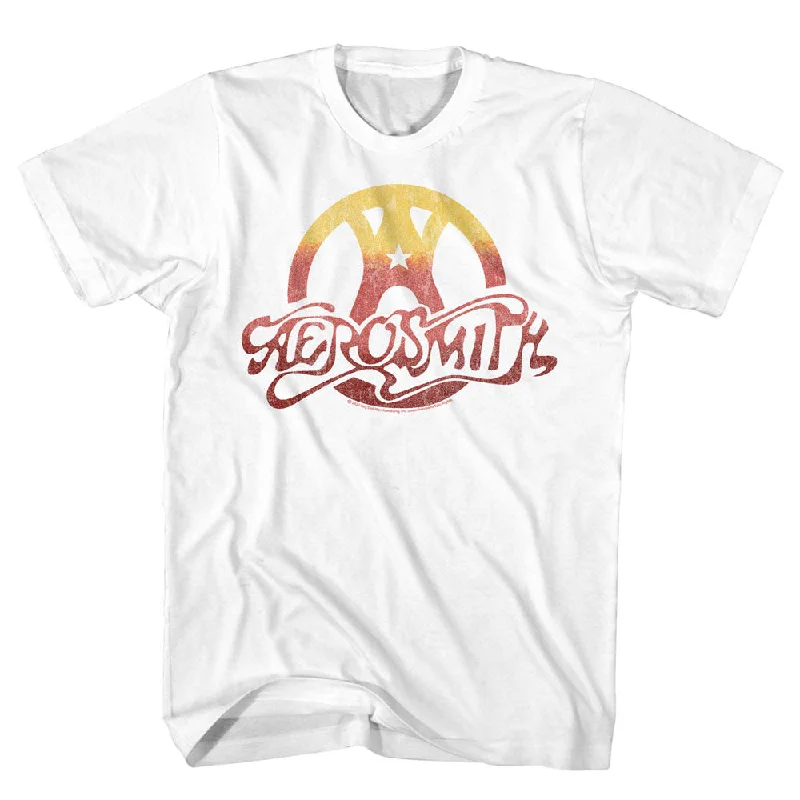 Lowest Price Aerosmith Peace Gradient Logo White T-shirt
