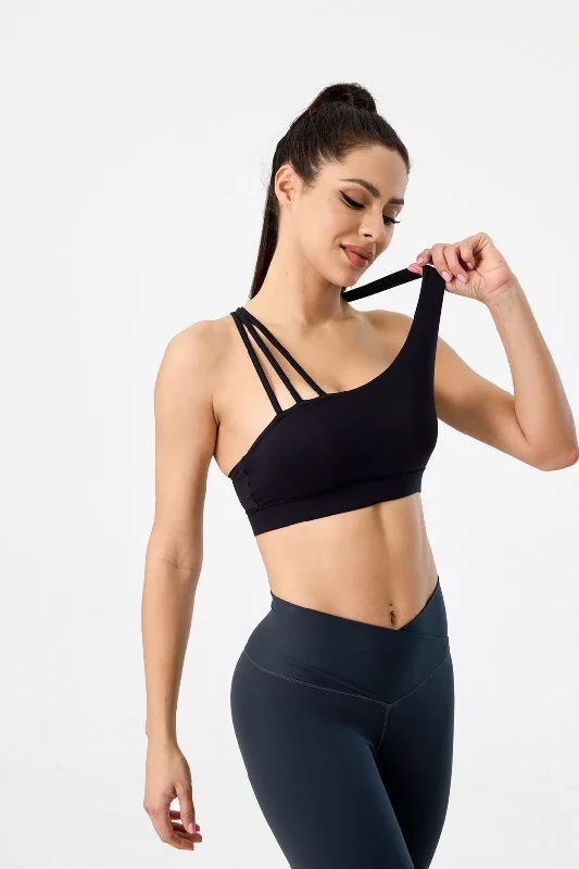 Warehouse Sale Light-Support Padded Longline Asymmetrical Sports Bra