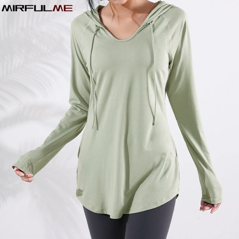 TIME-Limited Offer Yoganix Autumn Women Sport Hoodies Quick Dry Loose Yoga Shirt Long Sleeve Running T-shirt Girls Oversized Gym Workout Fitness Hooded Top