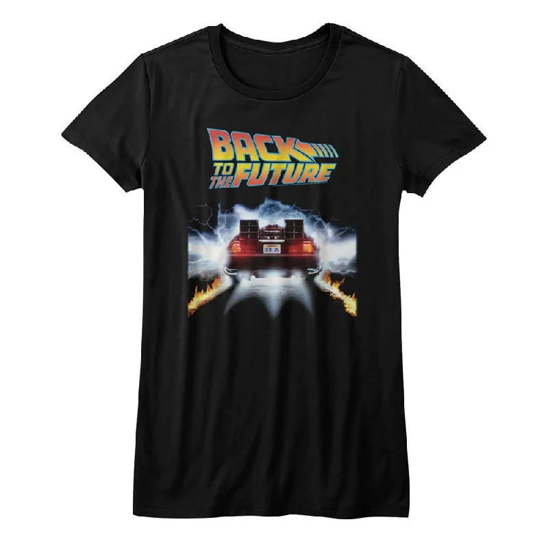 Flash Deals Back to the Future DeLorean Tail Lights Juniors Black T-shirt
