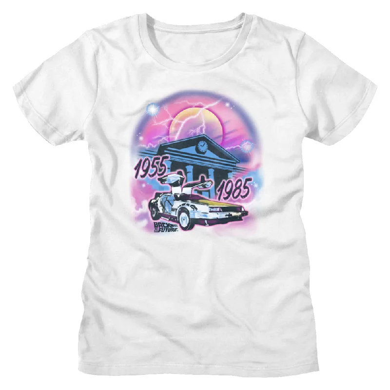 Incredible Offers Back to the Future Ladies T-Shirt Airbrushed DeLorean Tee