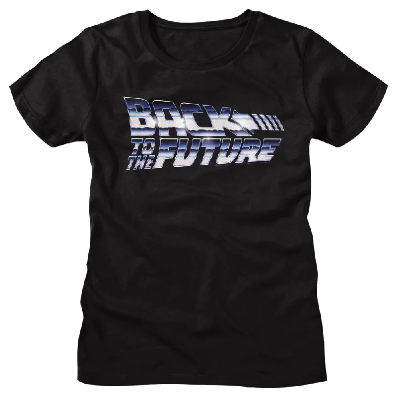 Extra Discounts Back to the Future Ladies T-Shirt Chrome Logo Tee