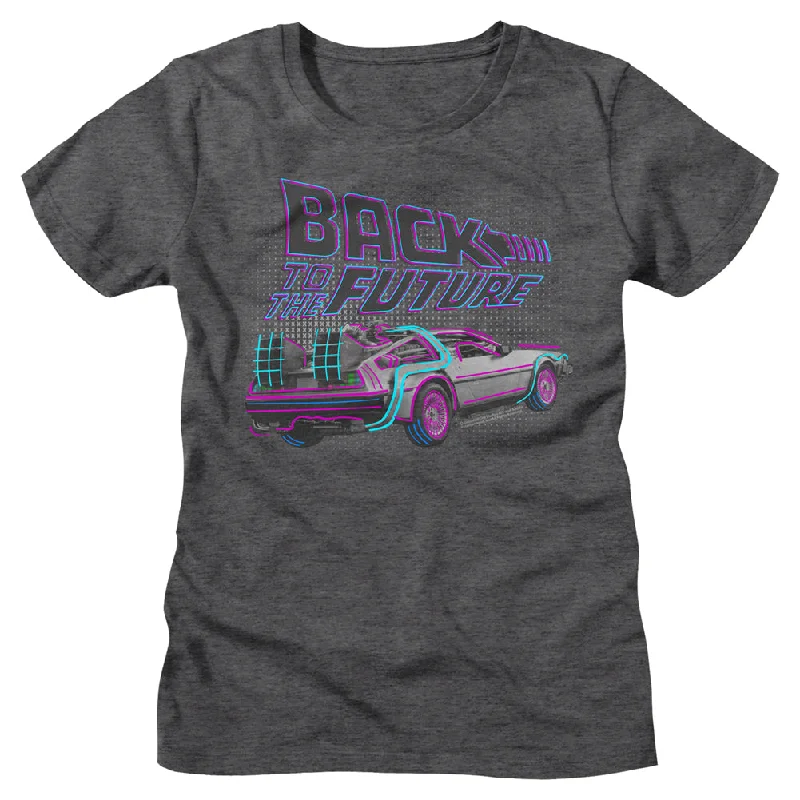 Final Sale Back to the Future Ladies T-Shirt Neon Logo Outline Tee