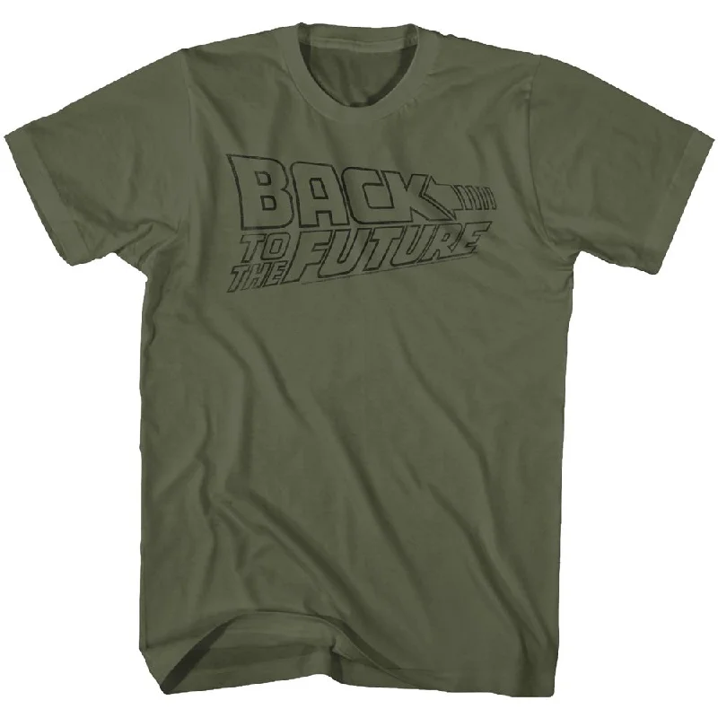 Crazy Savings Back to the Future Logo Outline Military T-shirt