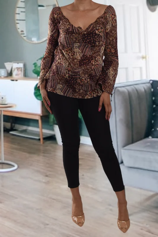 Great Deals Brown Chiffon Blouse