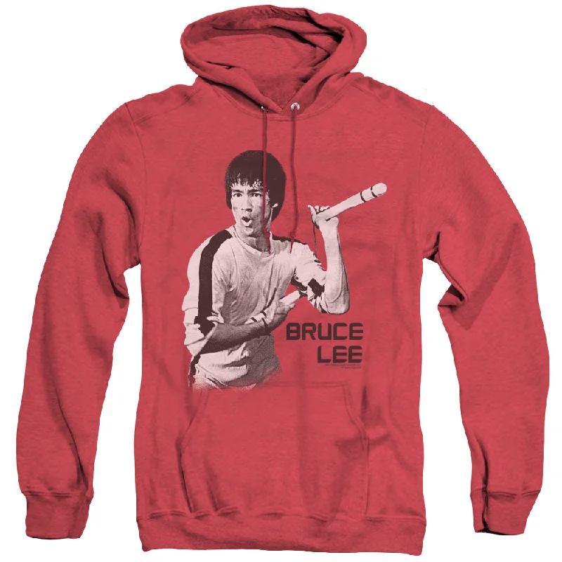 Today's Special Bruce Lee Nunchucks Pose Red Heather Hoodie