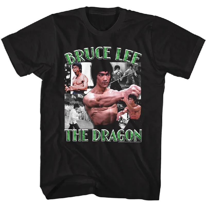 Price Drop Bruce Lee The Dragon Collage Black T-shirt