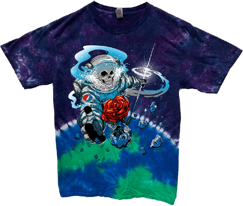 Don't Wait Grateful Dead Spaceman Skull and Rose Tie Dye T-shirt