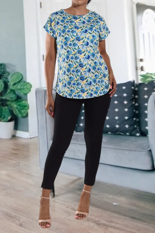 Best Deals Ladies Yellow Floral Knit Top