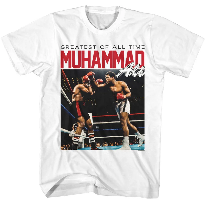 Quick Sale Muhammad Ali Greatest of All Time Fight in Ring White T-shirt