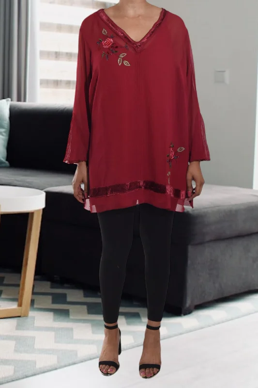 Extra Savings Red Rose Pattern Blouse