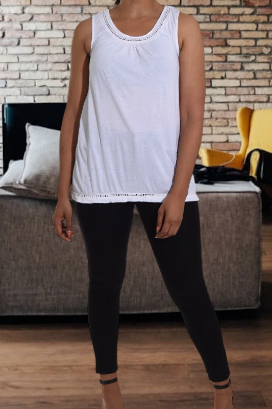 Don’t Miss Out Sleeveless Cut Out White Top