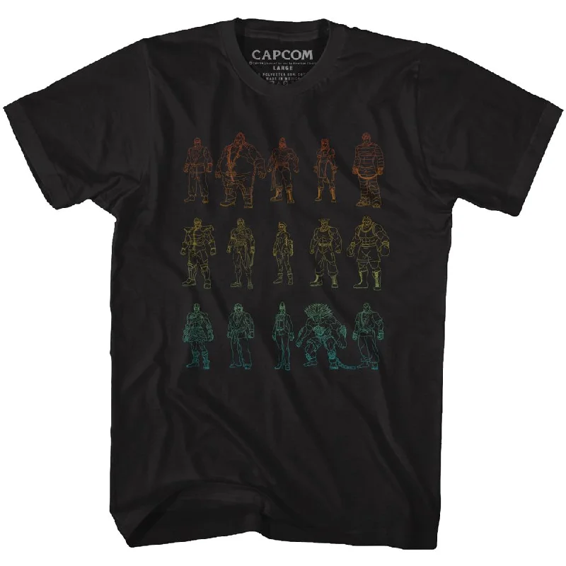 Deep Discounts Street Fighter Character Outline Black Tall T-shirt