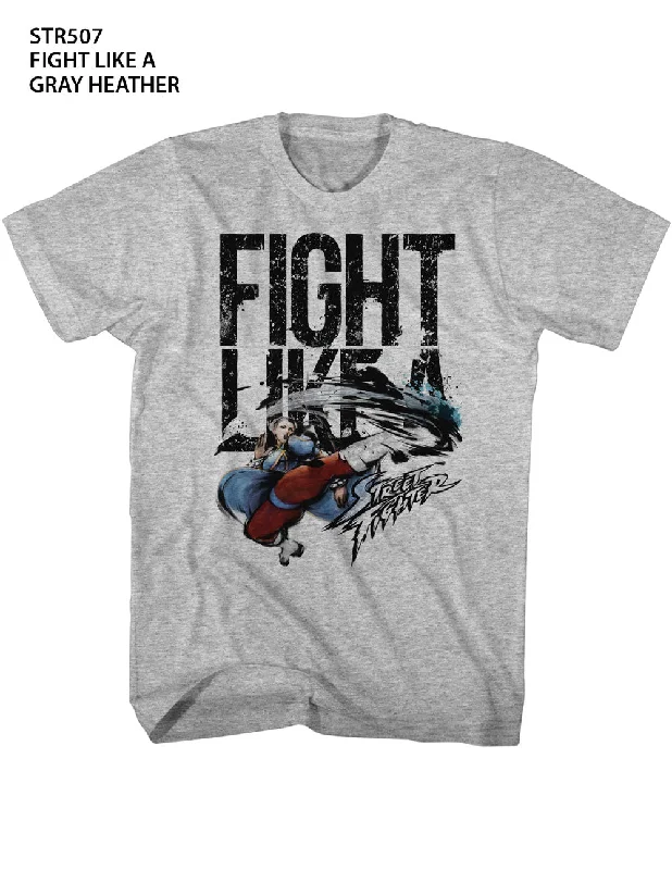 Final Sale Street Fighter Fight Like Chun Li Grey T-shirt
