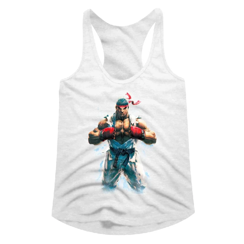 Can't Miss Street Fighter Ladies Racerback Tanktop Ryu Flexing Tank