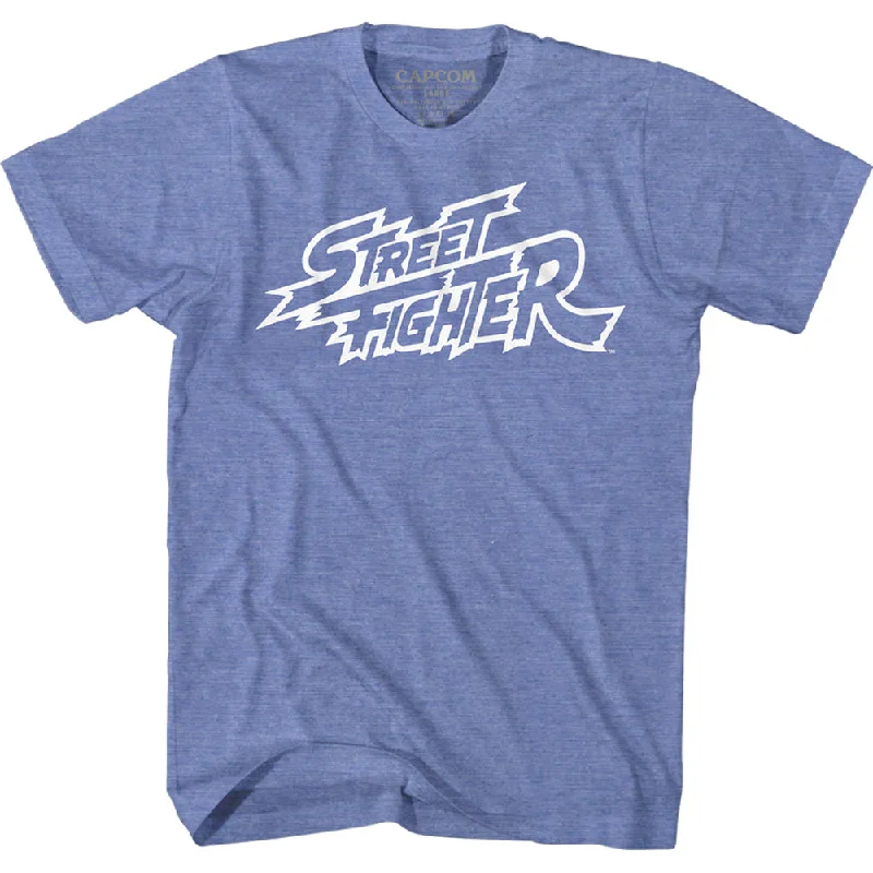 Discount Deals Street Fighter Logo Blue Heather T-shirt
