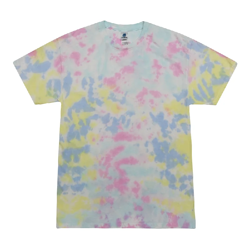 New Markdowns Tie Dye Multi Color Blotched Classic Fit Crewneck Short Sleeve T-shirt for Mens Women Adult T-shirt, Dharma
