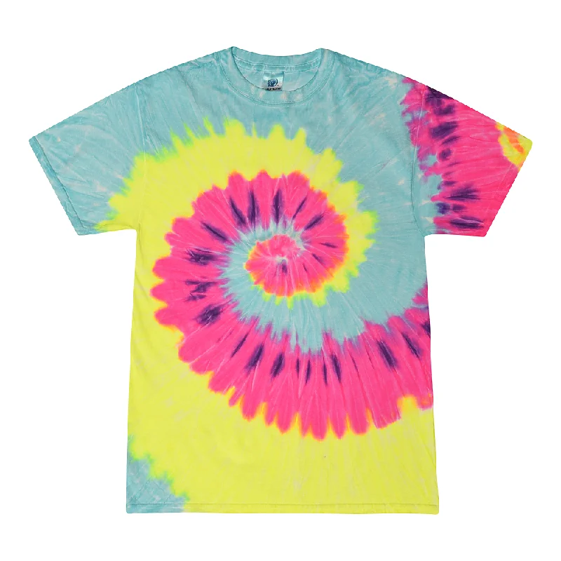 Act Fast Tie Dye Multi Color Spiral Streak Classic Fit Crewneck Short Sleeve T-shirt for Mens Women Adult T-shirt, Blast