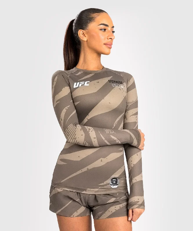 Don't Wait UFC Adrenaline by Venum Fight Week Women’s Performance Long Sleeve Rashguard - Desert Camo Don't Wait UFC Adrenaline by Venum Fight Week Women’s Performance Long Sleeve Rashguard - Desert Camo