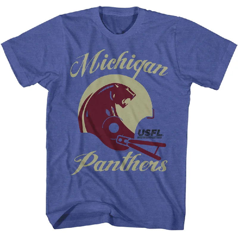 Amazing Deals USFL Michigan Panthers Helmet Heather Blue T-shirt