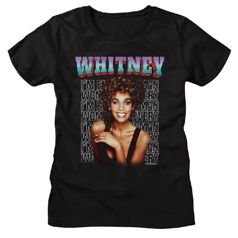Limited Availability Whitney Houston Ladies T-Shirt I'm Every Woman Song Repeat Tee