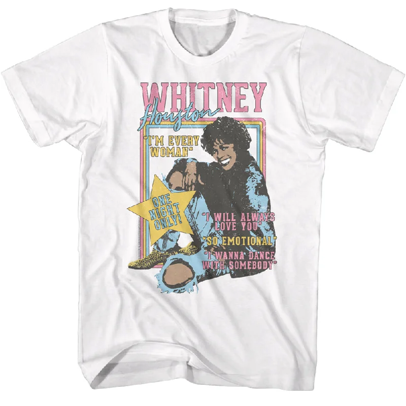 Big Savings Whitney Houston One Night Only Performance White Tall T-shirt