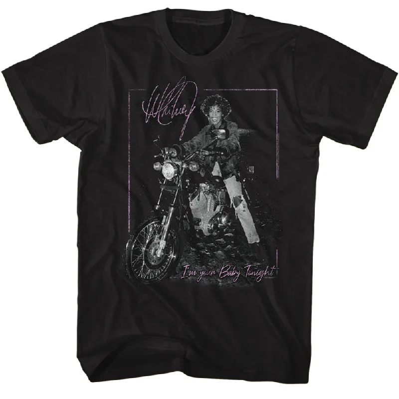 One-DAY Sale Whitney Houston Vintage I'm Your Baby Tonight Motorcycle Black T-shirt